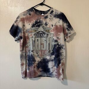 Johnny Cash "Man in Black" brown and gray tie-dye tshirt